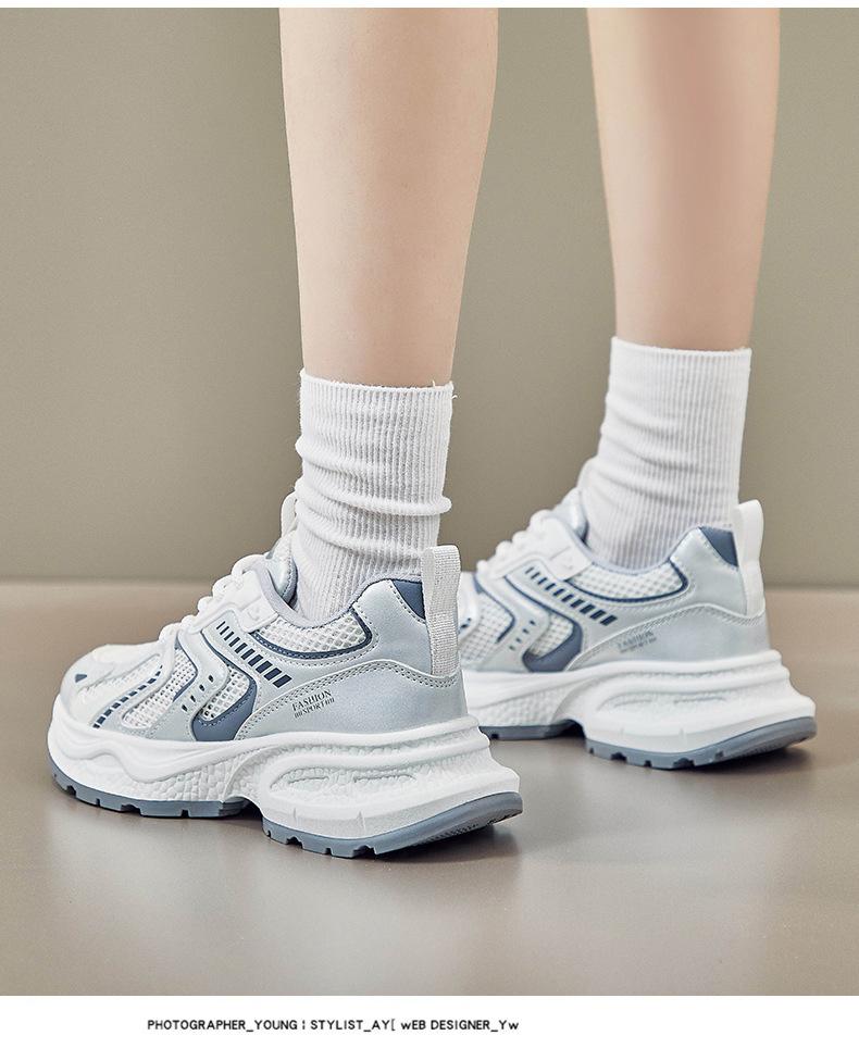 Повседневные женские кроссовки. Массивные теннисные туфли. Легкая сетчатая обувь из искусственной кожи. Дышащая нескользящая прогулочная обувь на шнуровке. Женские тренировочные кроссовки для бега.