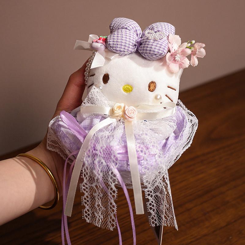 Плюшевые игрушки Hello Kitty 15 см Котенок Китти Мягкая подвеска Брелок Кавайные игрушки Коллекция Хобби Игрушки для Декора Очаровательные Подарки на День Рождения