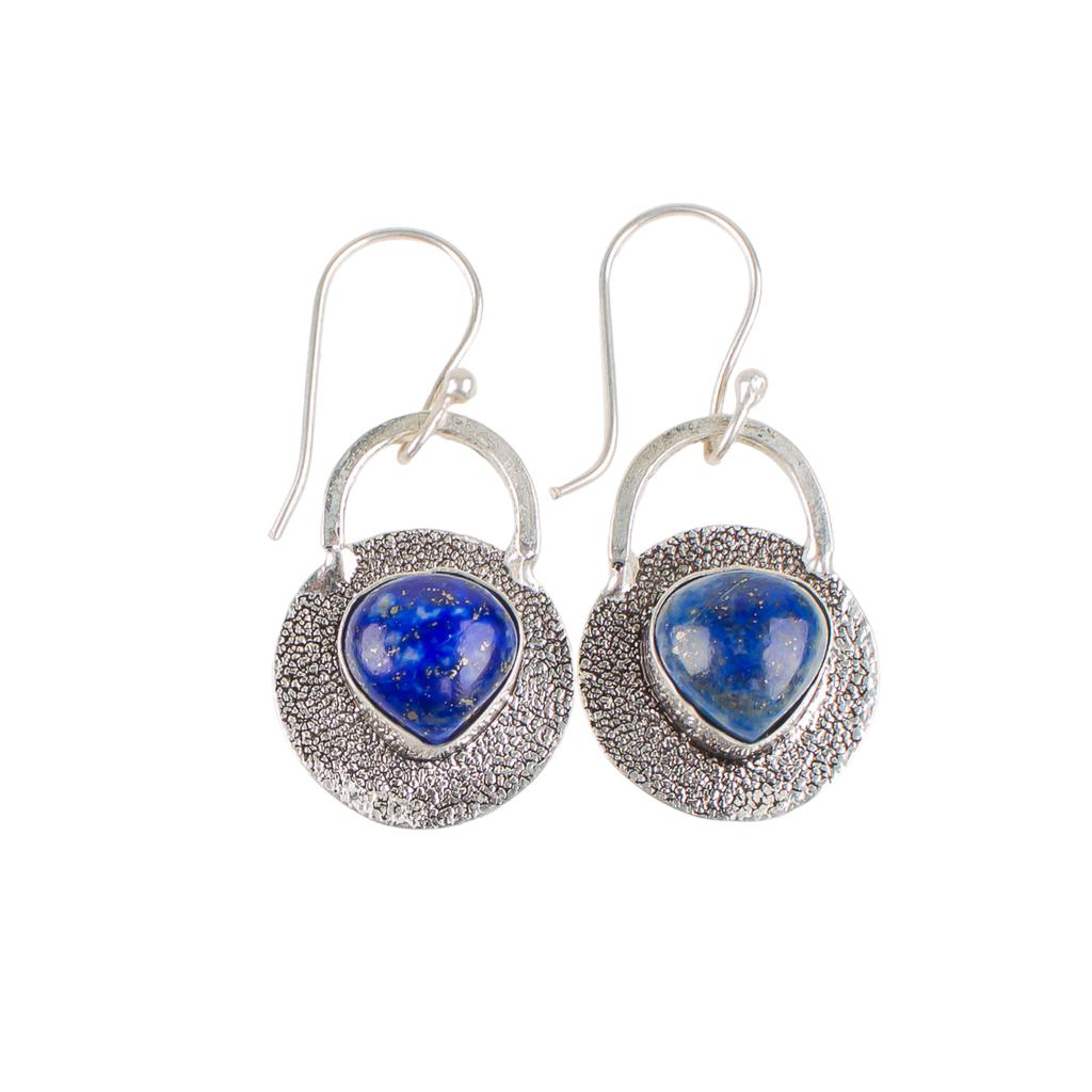 Natural Lapis Lazuli Gemstone 925 Sterling Silver Handmade Dangle Earrings 1.30" EE-63-24