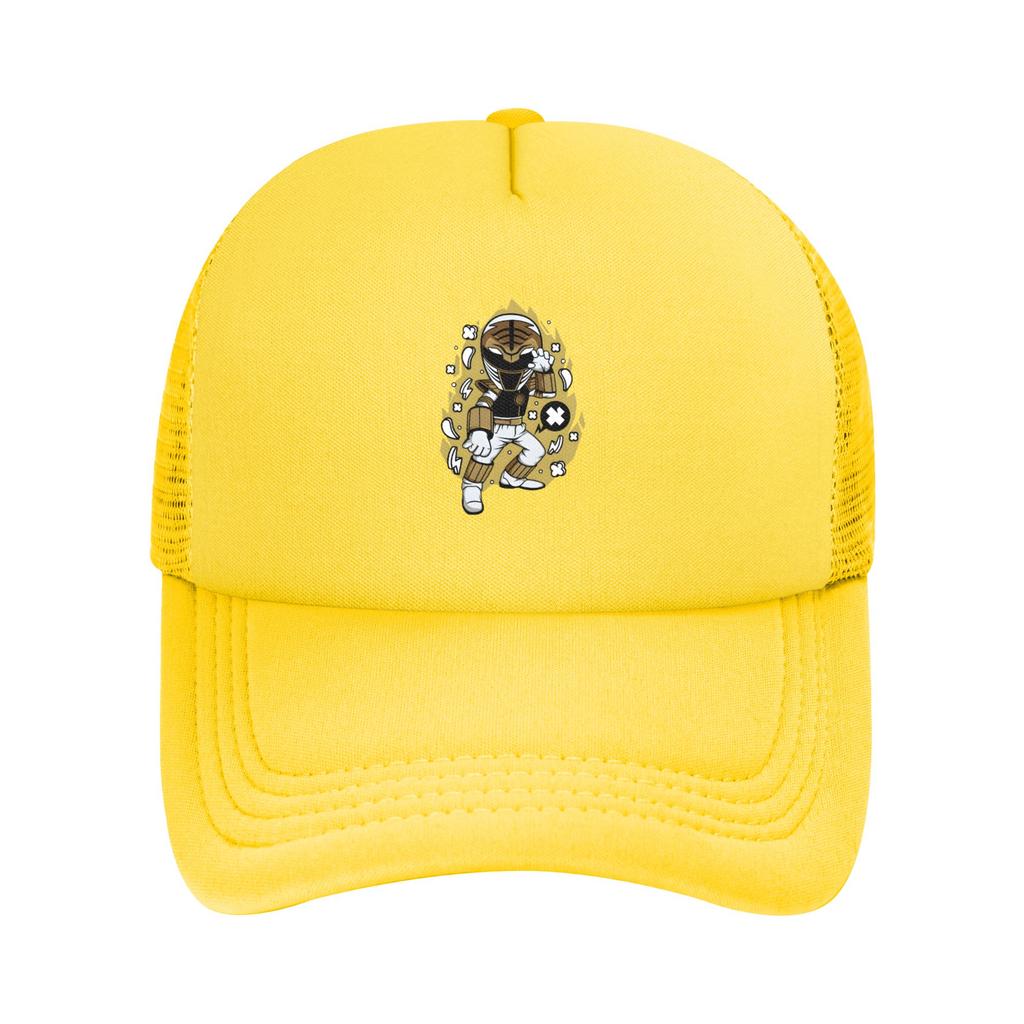 White Tiger Power Rangers Trucker Hat Adult Vintage Mesh Baseball Cap Polyester Breathable Sports Cap