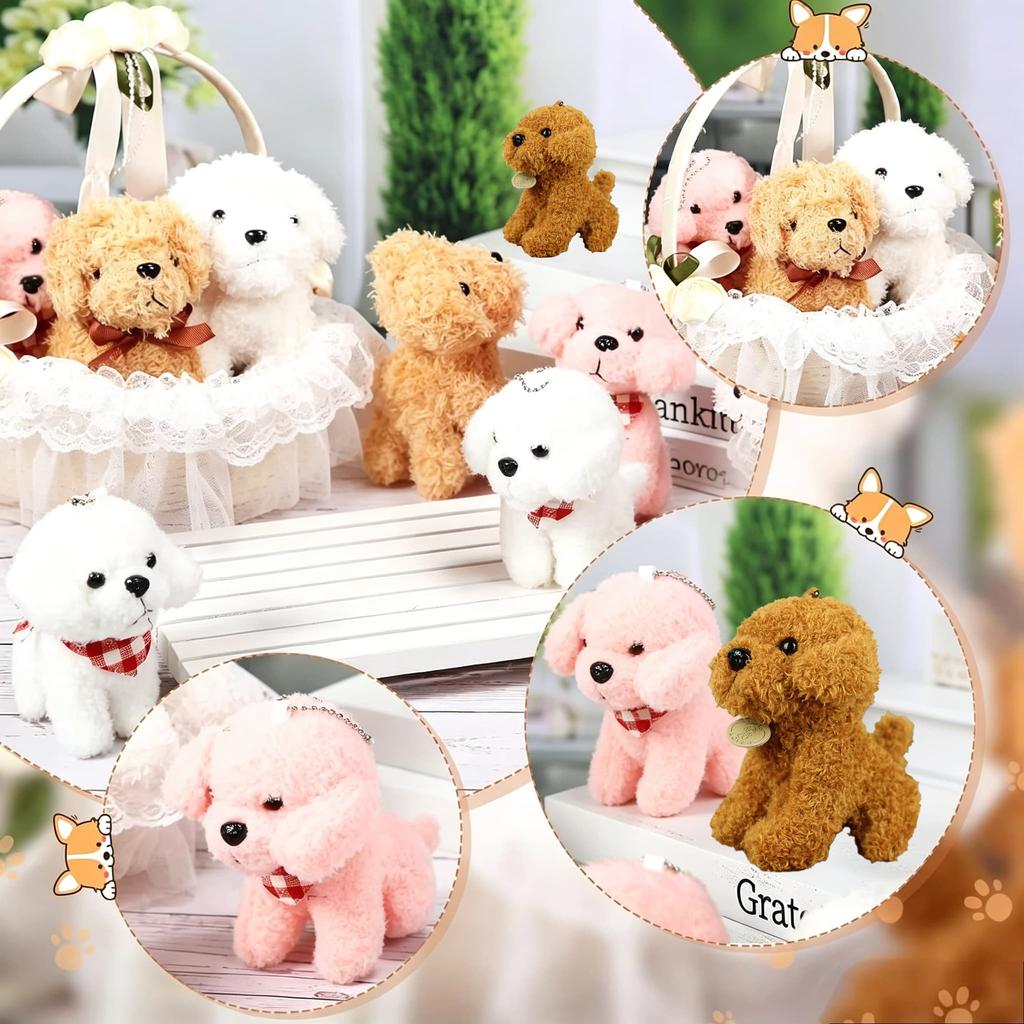 12-48Pcs Teddy Dog Plushies Bulk Adopt A Puppy Party Dog Birthday Gift Party Favor Puppy Stuffed Animal For Kids Party Decor