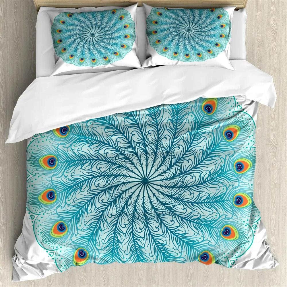 Комплект постельного белья Bohemian Mandala из 2/3 предметов, двуспальное, двуспальное, королевского размера, пододеяльник и наволочка, мягкое постельное белье