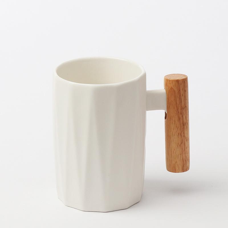 Nordic Wooden Handle Ceramic Mug Literary Water Cup Coffee Cup Holiday Event Gift