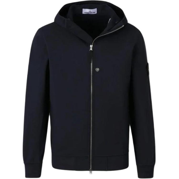 Stone Island Solid Color Zip Long Sleeve Jacket Men jackets Navy-Blue K2S15Q100004S0B22-V0020