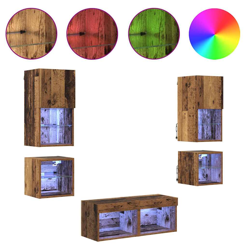 TV Wall Units 8 pcs Reclaimed Wood Particleboard