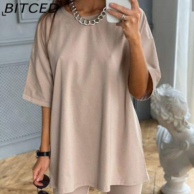 Весенне-летний новый женский комплект из двух предметов с поясом, однотонный домашний непринужденный спортивный модный костюм для отдыха