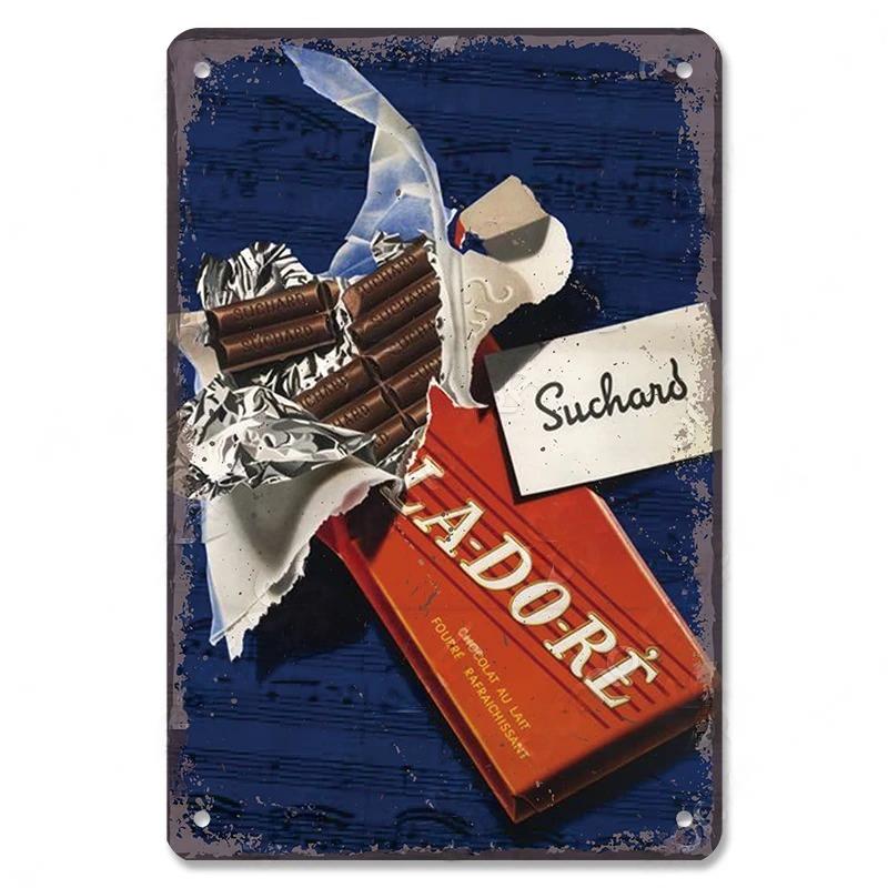 Vintage Candy Chocolate Metal Plates Cream Milk Chocolate Poster Metal Plaque Tin Sign For Kitchen Cafe Dining Room Wall Decor