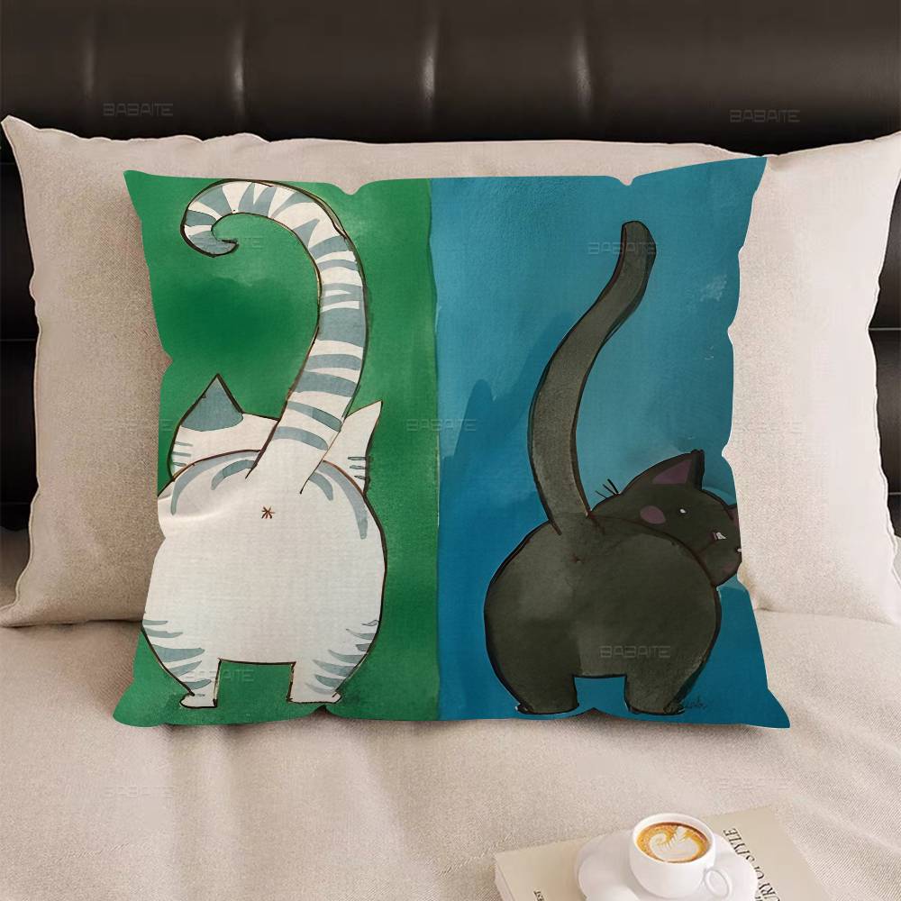 Kawaii Anime Cat Cute Decorative Room Aesthetics Pillow Case Home Decor Bedroom Sofa Bed Couch Pillow Cover 45x45