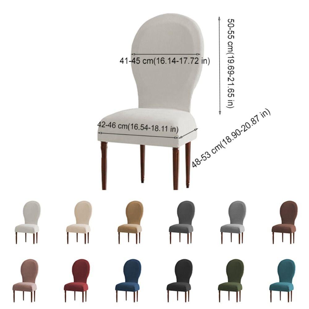 Thickened Velvet Round Back Dining Chair Cover Solid Color Protective Seat Case Hotel