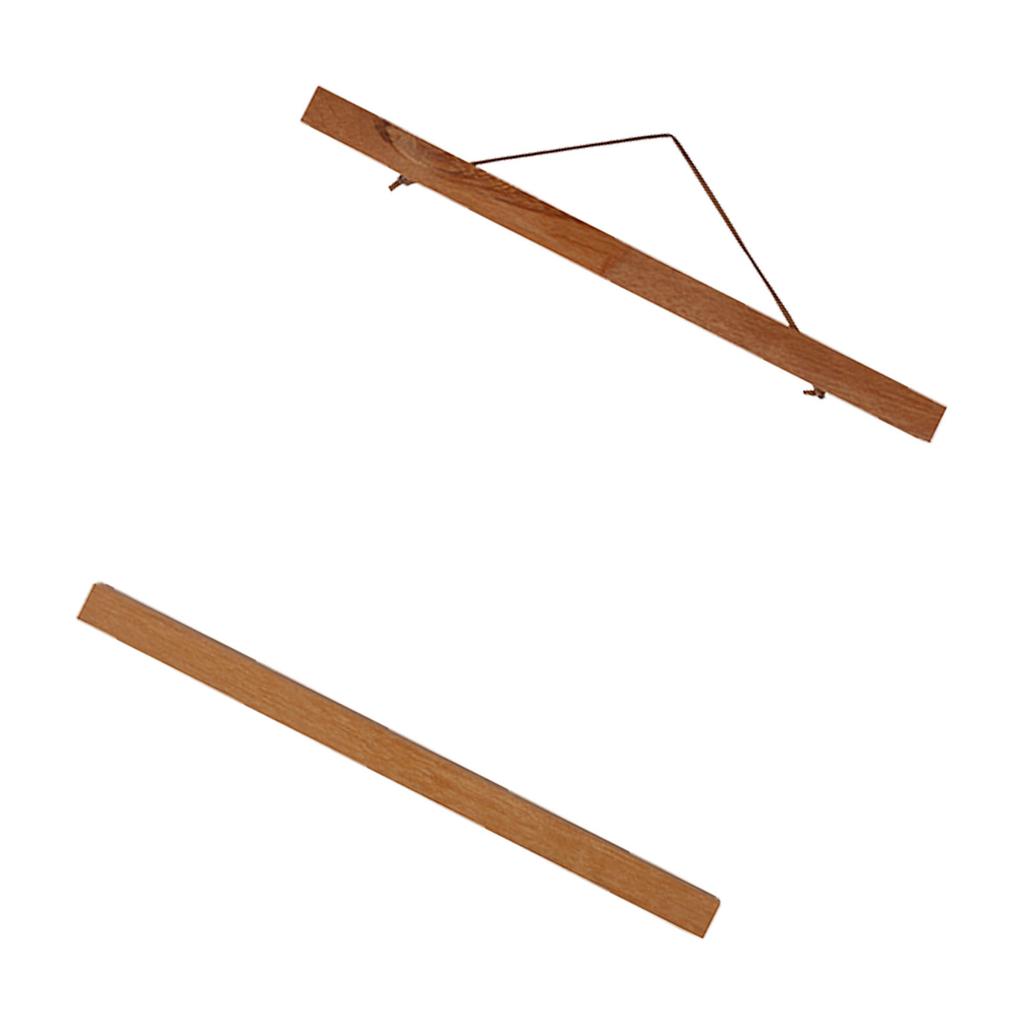 Modern Magnetic Sawdust Photo Frame DIY Poster Scroll Prints Artwork Hanger Teak Wood 50cm