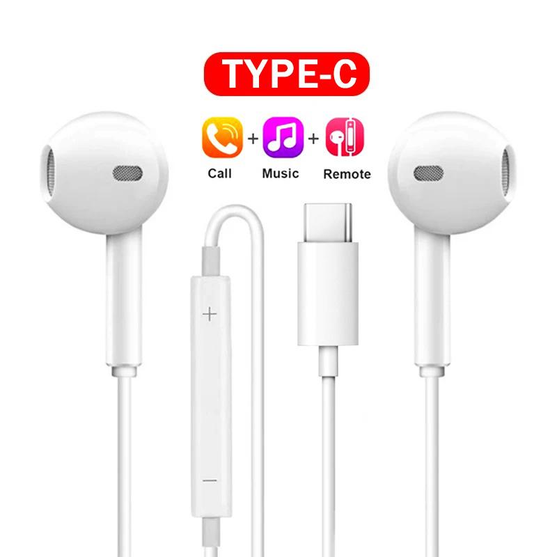 Type C Headphones Wired Earbuds For Xiaomi Redmi Poco Oneplus OPPO Huawei Honor Samsung Earphones 3.5mm Laptops Tablet Headset