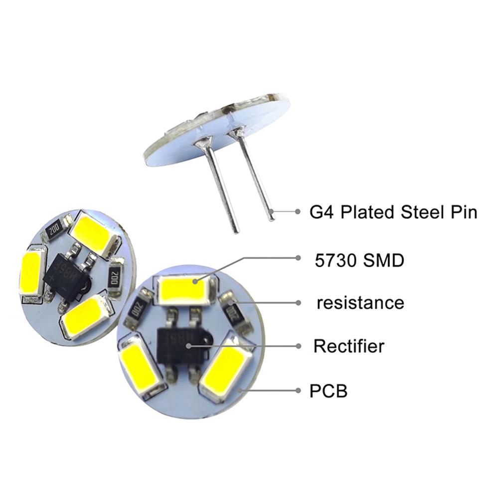 20 шт. круглых 12 В G4 мини светодиодных 3 светодиода SMD5730 PCB вытяжка светодиодная лампа белый теплый белый хрустальный свет люстра лампочки