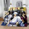 GINTAMA Мультяшные принтованные одеяла Плед для пикника Теплые фланелевые одеяла Постельное белье для дома Одеяла для кроватей Подарок на день рождения