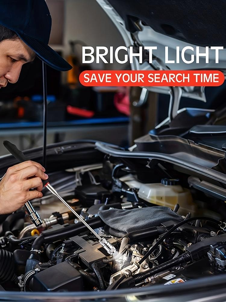 Портативный магнитный инструмент для захвата, выдвижной телескопический светодиодный фонарик, магнитный стержень для ремонтной мастерской