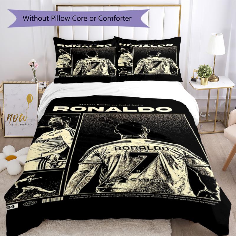 Ronaldo's Juventus Football Team Celebration Bedding Set, Breathable Duvet Cover with Pillowcases, Soft Bed Linen for Bedroom Home Decoration, Perfect
