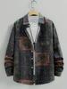 Ethnic Patchwork Long Sleeve Shirt, Vintage Casual Men's Shirt