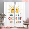 2pcs 2D Flat Printing Window Curtains Cute Sun Child God 100% Polyester Fabric Without Electricity Festive Wall Decor Use for