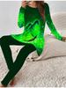 Евро-американская мода 3D принт бабочки женская футболка с длинным рукавом на четыре сезона + длинные брюки комплект из двух предметов. Идеальный подарок на Новый год и Рождество
