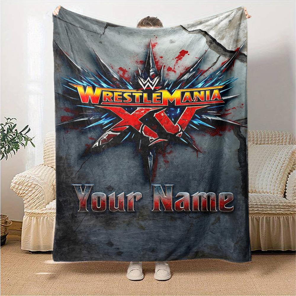 Wrestlemania Personalized Text Blanket Cozy Personalized Blanket Soft & Cozy Versatile for Living Room Nap Home Decor Office Chair All-Season Use