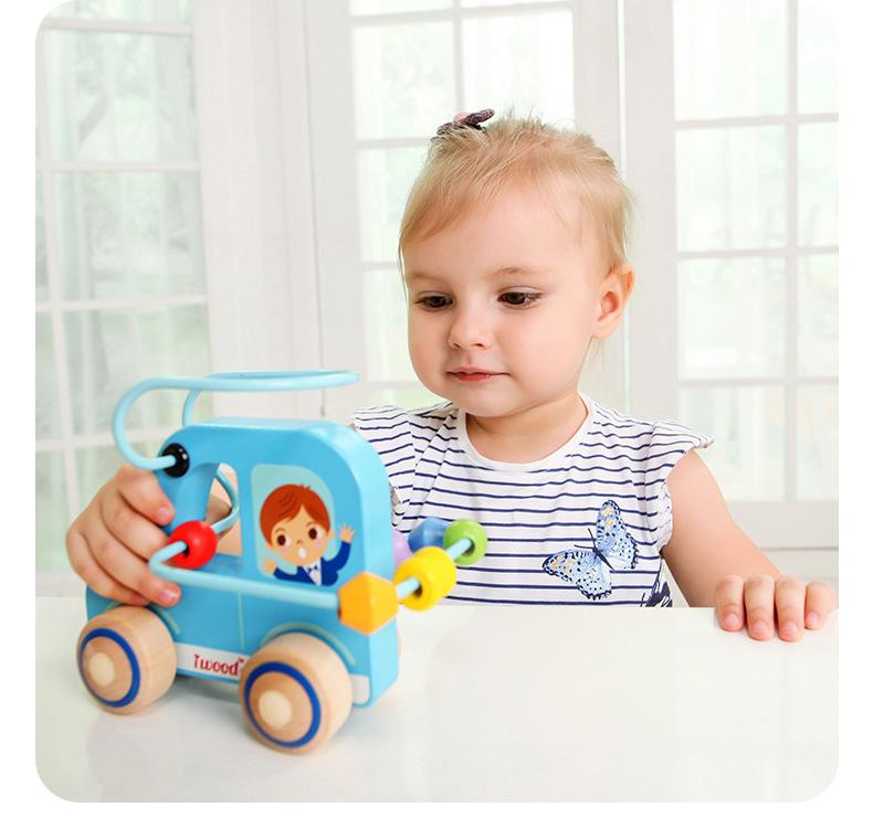 Iwood Подставка для бусинок с изображением щенка и пони/деревянная игрушечная машинка с изображением мультяшного животного, подарок на день рождения детей