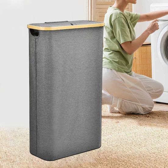 Laundry Basket with Dustproof Lid Foldable Design Large Capacity Waterproof Dirty Clothes