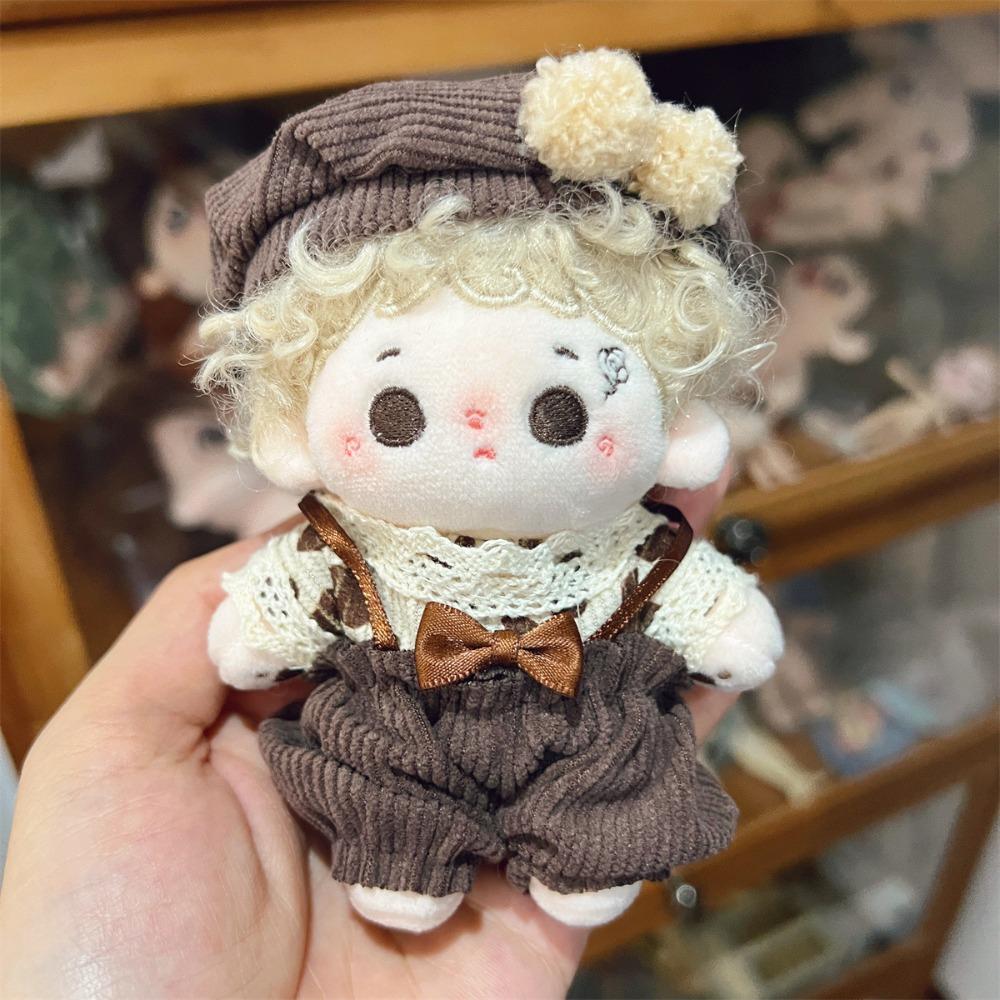 Retro Skirt Overalls Set For 10cm Doll Clothes Pretty Miniature Dress Suit Dolls Clothing Set Plush Dolls Clothes Replacement