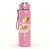 1PC Ballerina Girl White Line Sketch Print 750ml Color Plastic Sports Water Bottle Leakproof Flip Straw Lid Suitable for Sports Office Home Use