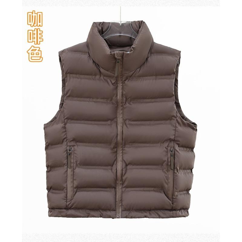 Women Stand Collar Zip Up Solid Color Pockets Loose Winter Vest