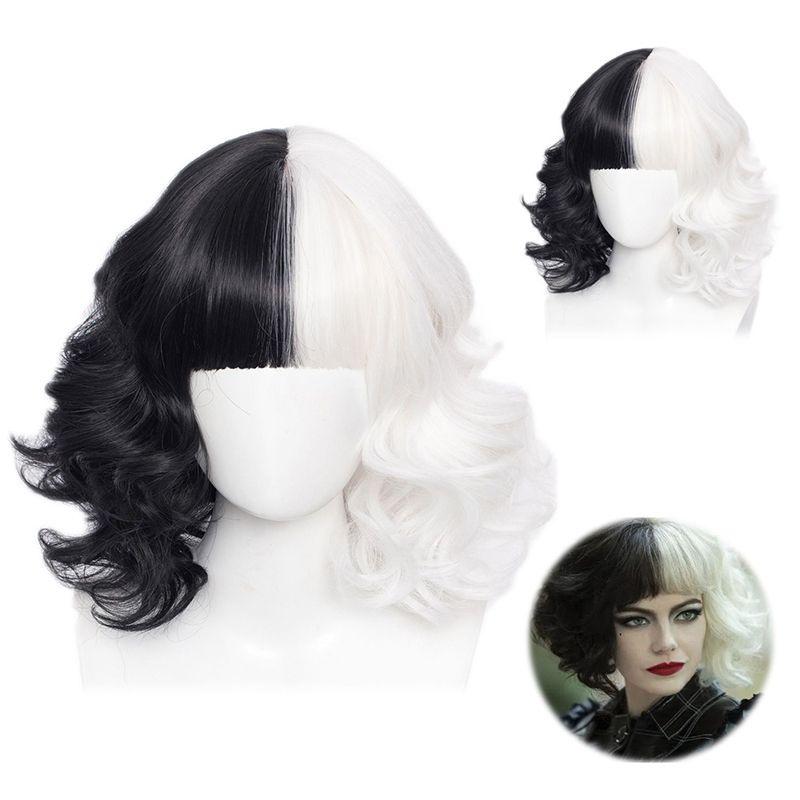 Trendy Short Length Cruella Wig High Temperature Fiber Ideal For Any Skin Tone