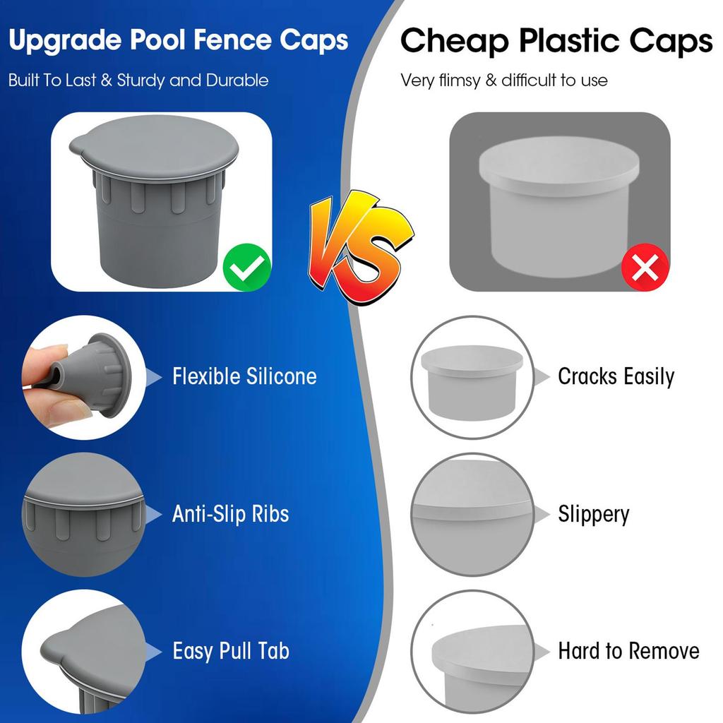 Pool Fence Cover 4-Piece Silicone Weather-Resistant Deck Fence Protection Hole Cover For Outdoor Deck Enclosure Barrier
