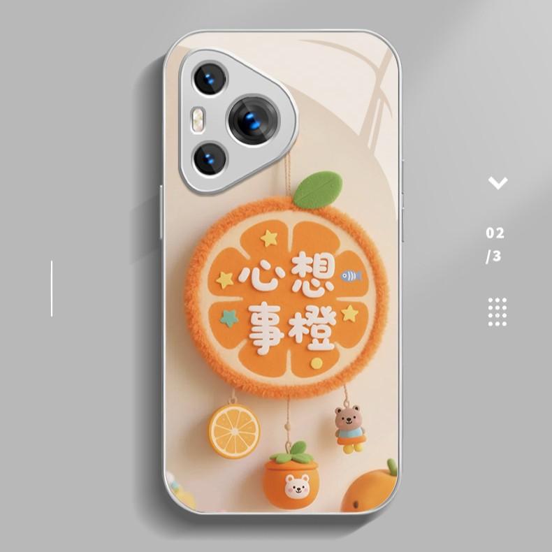 Чехол для мобильного телефона Xinxiangshi Orange для Apple 16promax для iPhone 15/14 Новый Мультяшный 13 Стеклянный Чехол