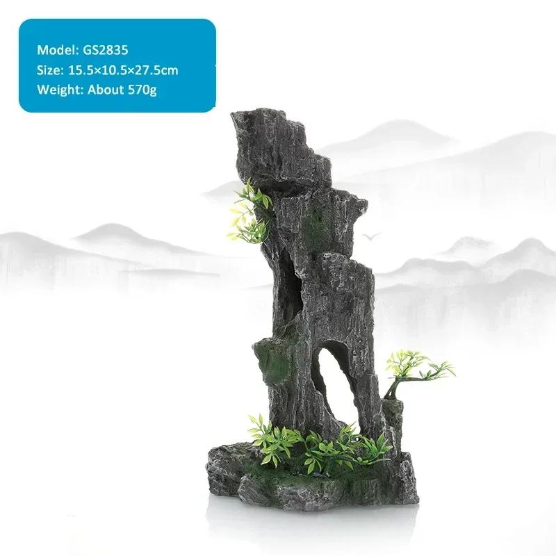 15 Type Decorative Rocks Aquarium Fish Tank Accessories Resin Rockery Aquarium Decor Fish Hiding Hole Rock for Fish Tank