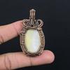 Mother of Pearl Pendant Gemstone Pendant 999 Copper Wire Wrapped Pendant, Handmade Jewelry Anniversary Gift