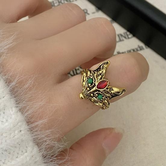Fox Ring Vintage Style Adjustable Opening Ring Rhinestone Decor Polished Adult Party