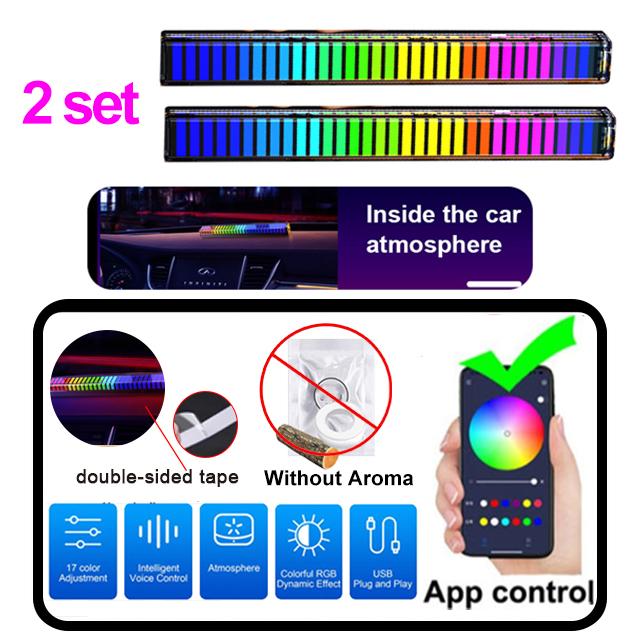 24 светодиодных ламп RGB Sound Control Voice Rhythm Ambient Pickup Lamp для автомобильного диффузора, вентиляционного зажима, освежителей воздуха, ароматизаторов, управление через приложение