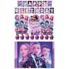 Birthday Party Decor Kit Themed Banner Cake Toppers & Spiral Balloons for K-POP Music Dance Theme Celebration Pink Girls Party Supplies