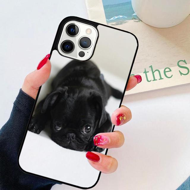 Чехол для телефона с изображением черного мопса, крупный план, для iPhone 17 Air 15 16 14 Plus Apple 11 12 13 Pro Max coque