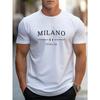 Мужская летняя модная футболка MILANO из 100% хлопка с буквенным принтом, свободного кроя, большого размера, повседневная, удобная, с круглым вырезом и коротким рукавом.