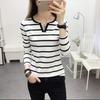 Spring Women's Casual Striped V-Neck Long Sleeve T-Shirt