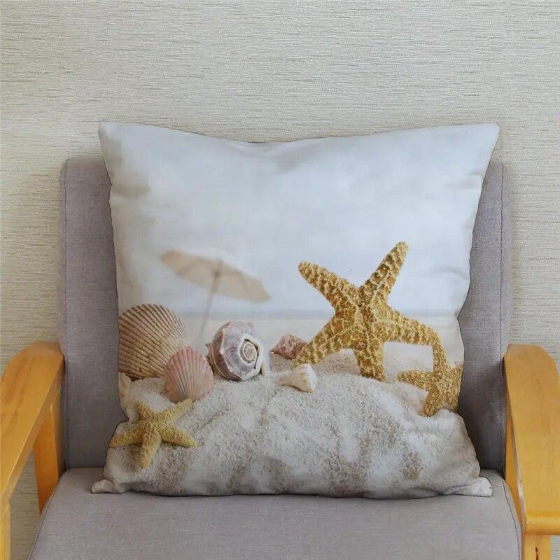 Декор для спальни, гостиной, пляжный пейзаж, кокосовая пальма, чехол для дивана, домашний декор, наволочка с принтом морской звезды и ракушки