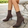 Зимние Новые Остроносые Удобные Повседневные Теплые Носки и Ботинки Модные С Неглубоким Вырезом Большого Размера Банкетные Ботинки Миди для Женщин