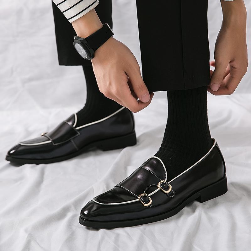 Fashion Hot Selling Men's Shiny Leather Shoes Europe America Purple Men's Leather Casual Shoes Flat Bottomed Loafers Anti Slip Shoes
