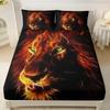 Wild Animal Tiger and Lion Fitted Sheets Super King Size, with 1 Pillowcases, Bed Sheets Bedroom Decor Gift, 30 Cm Deep Pocket