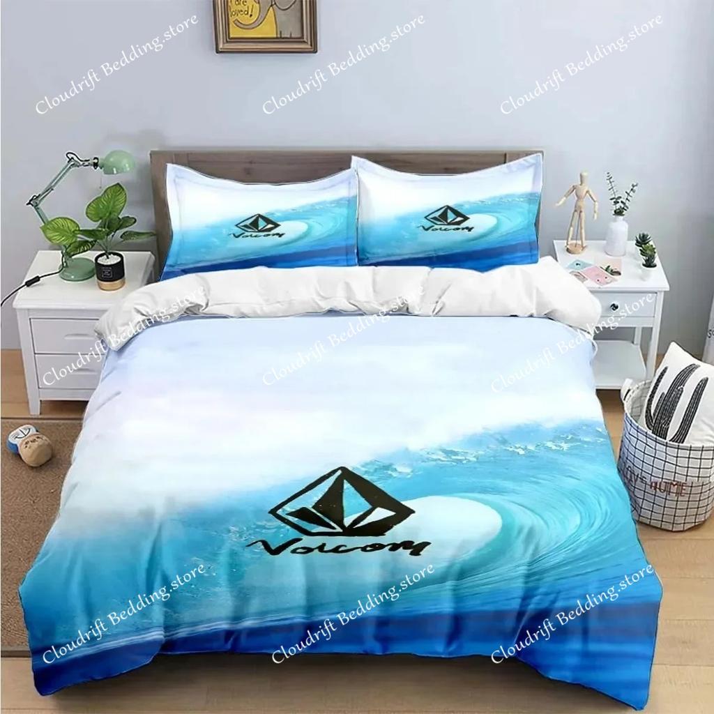 Exquisite V-VOLCOM Print Bedding Sets Exquisite Bed Supplies Set Bed Comforter Set Luxury Gift Duvet Cover Set