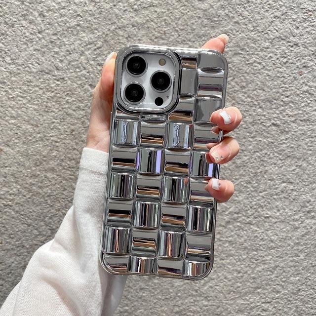 Роскошный чехол для телефона с 3d сетчатым плетением для Iphone 14 11 12 13 Pro Max 14 Plus, мягкий защитный чехол с яркой кожей
