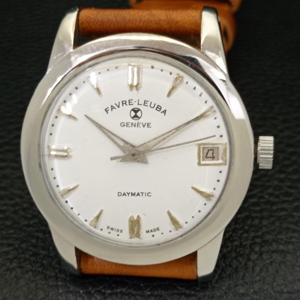 Б/У SWISS FAVRE LEUBA GENEVE DAYMATIC МУЖСКИЕ ЧАСЫ С БЕЛЫМ ЦИФЕРОМ a432154-2