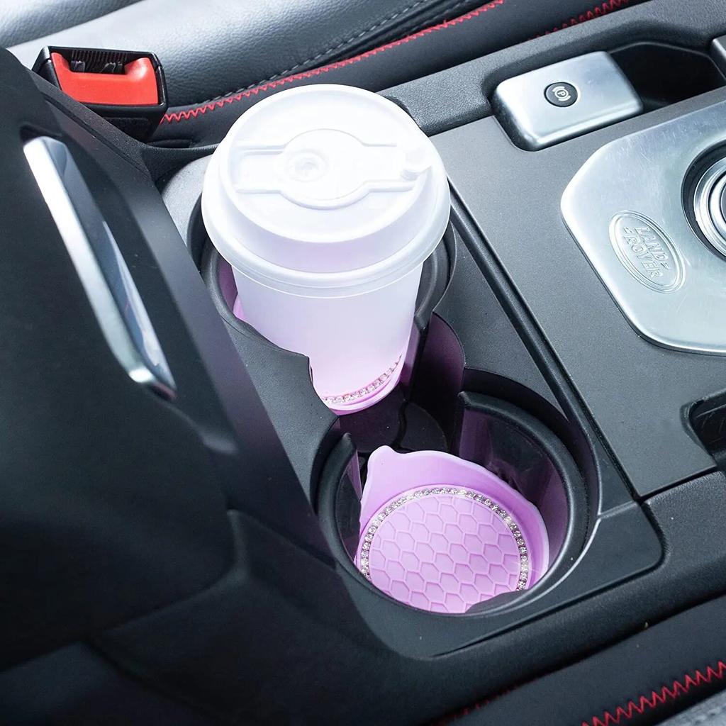 Car Cup Coaster Universal Non-Slip Cup Holders Bling Rhinestone Car Interior Accessories
