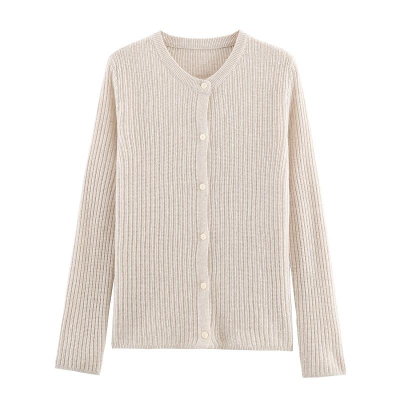 Casual Round Neck Long Sleeve Knit Cardigan Women Men Slim Fit Multi Color 2025