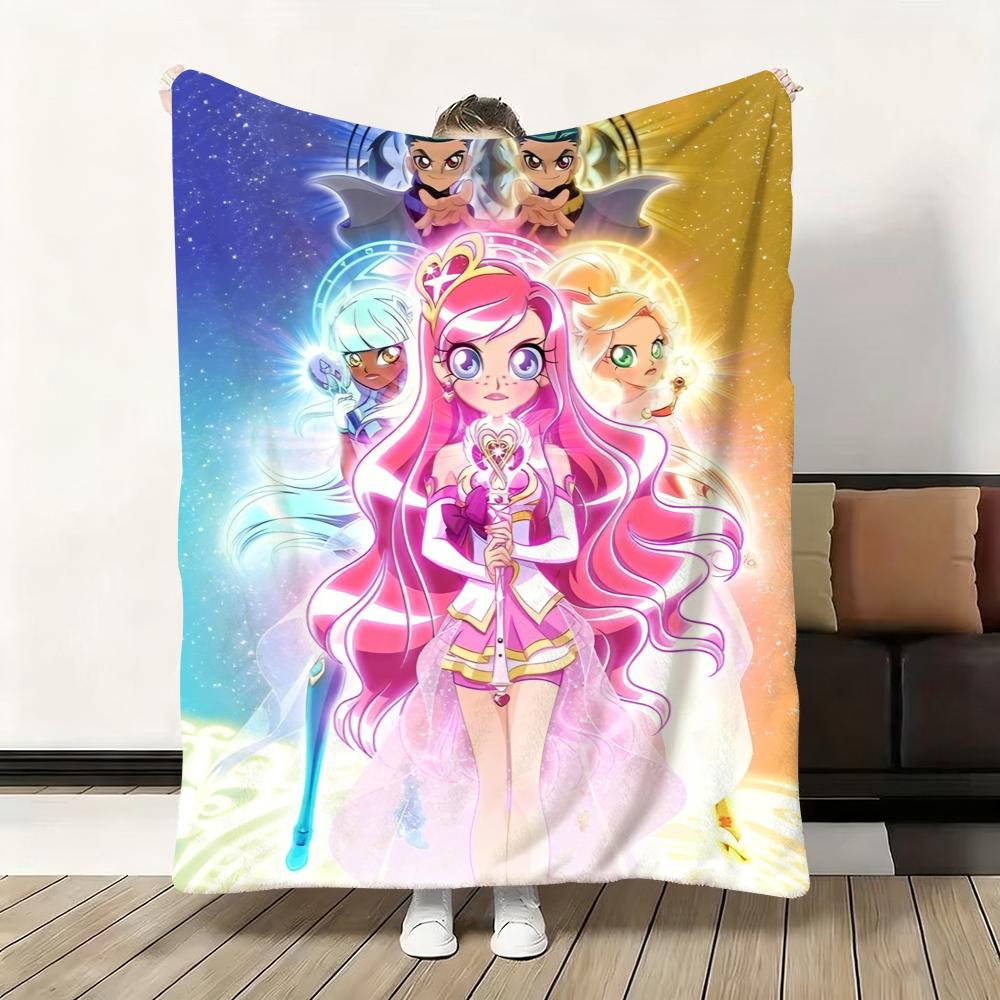 Cute Cartoon L-LoliRock Throw Soft Flannel Blanket Warm Knee Skin-Friendly Throw for Sofa Office Bed Traveling Winter Oversize