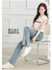 Summer high waist slimming casual versatile thin slit women's jeans